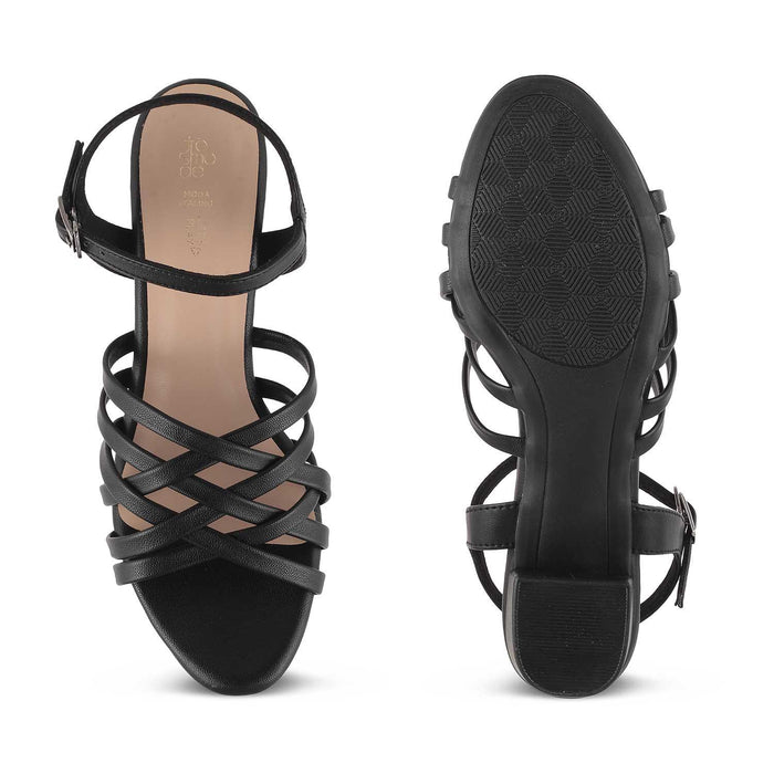The Crosse Black Women's Dress Block Heel Sandals Tresmode - Tresmode