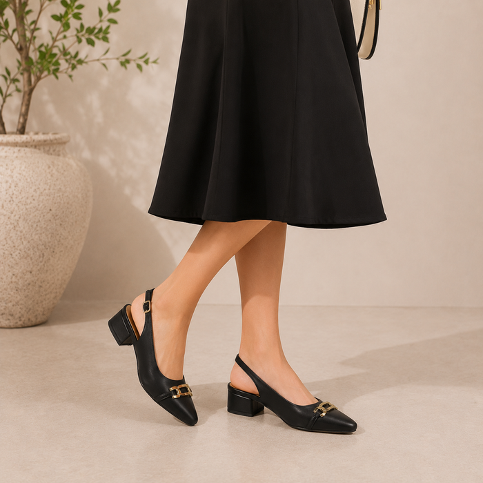 Tresmode Beshim Black | Statement Slingback Pumps