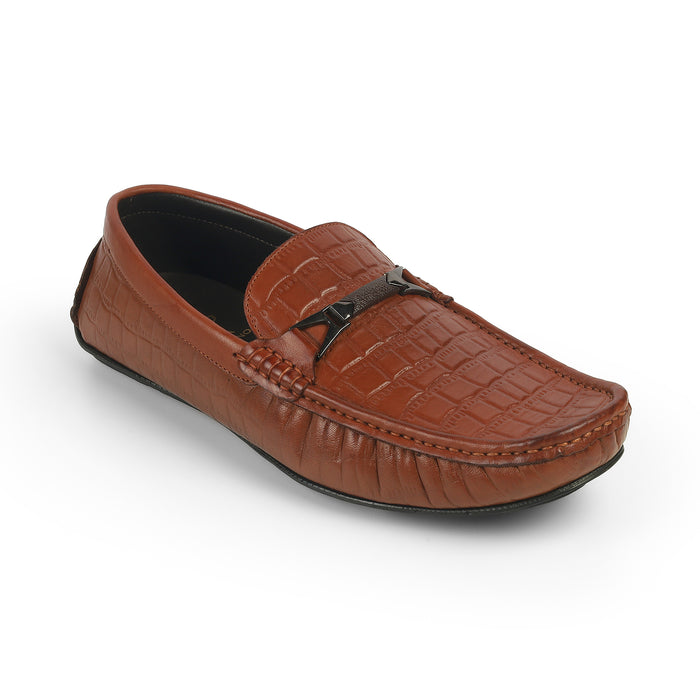 Men's Tan Leather Driving Loafers Tresmode