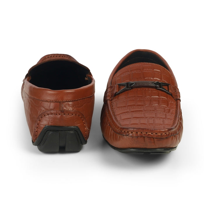 Men's Croc-Embossed Leather Driving Loafers Tresmode