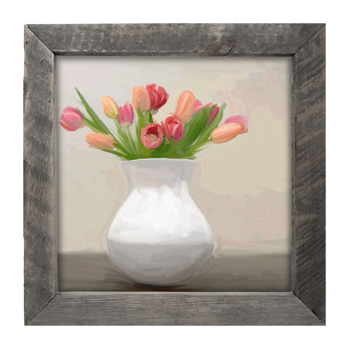 Tulips in White Vase - Framed art