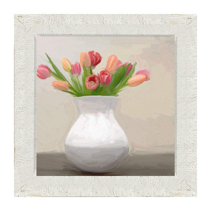 Tulips in White Vase - Framed art