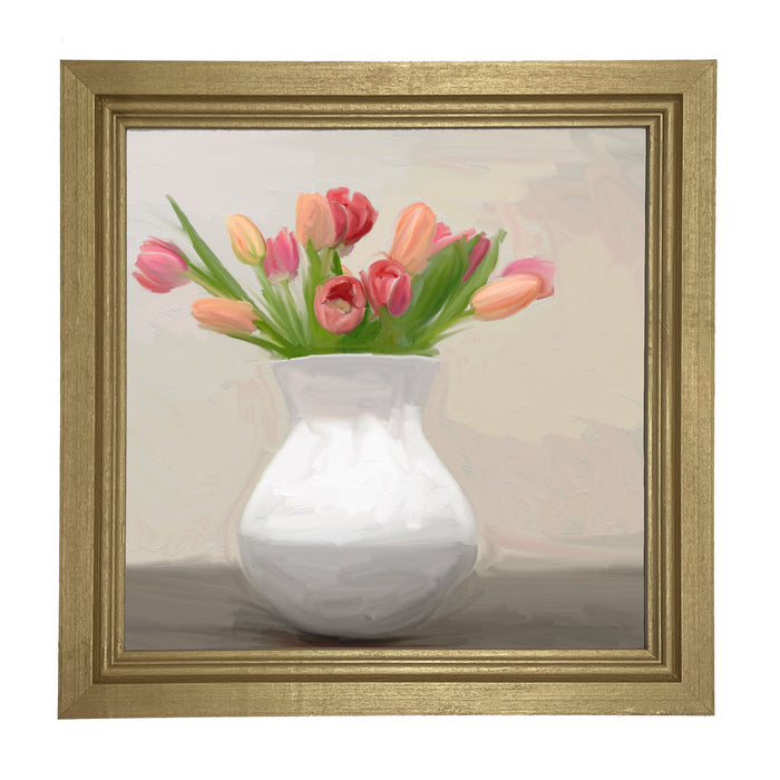 Tulips in White Vase - Framed art