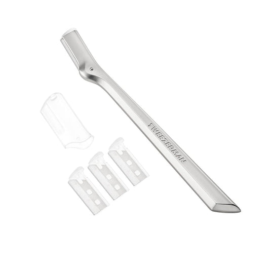 Tweezerman Eyebrow Razor with 3 Replacement Blades and Safety Cap (Stainless Steel)