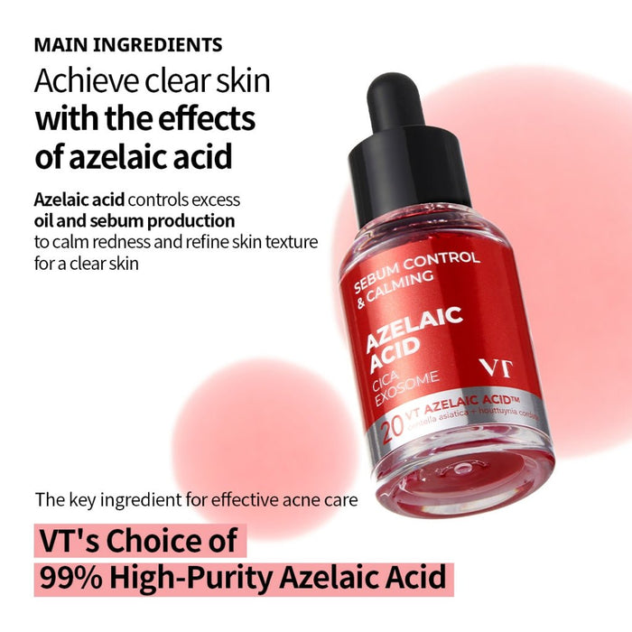 VT Cosmetics A1 Calming Ampoule (Azelaic Acid Cica Exosome) 30ml أمبولة مهدئة A1 من مستحضرات التجميل في تي (إكسوسوم حمض الأزيليك سيكا) - Princess Cosmetics Qatar