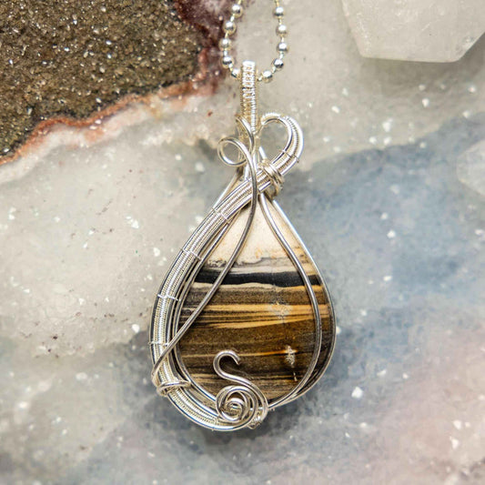 Zebra Jasper Wire Wrap Pendant